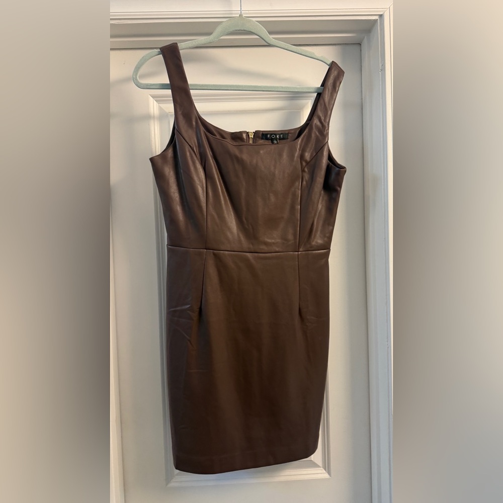Brown Faux Leather Dress